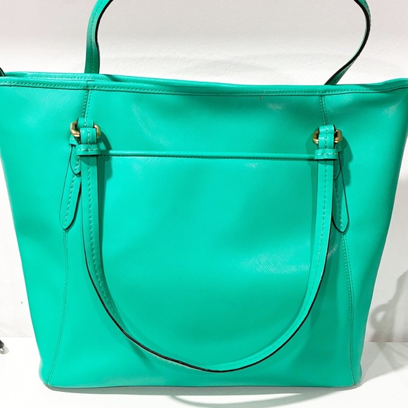 Coach Purse Peyton Saffiano Leather Zip Top Tote Handbag NoA1481-F27349 Green - Picture 4 of 6